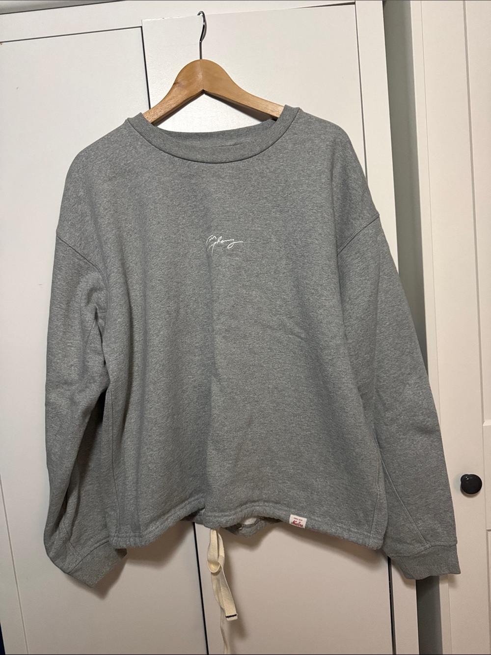 New Era Heather Gray Crewneck Sweatshirt with Script Logo